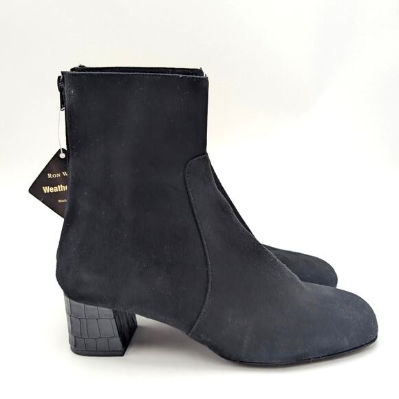 Ron White Odelia Suede Weatherproof Heel Bootie Women's Black Size US8.5 EU39 - Picture 2 of 11